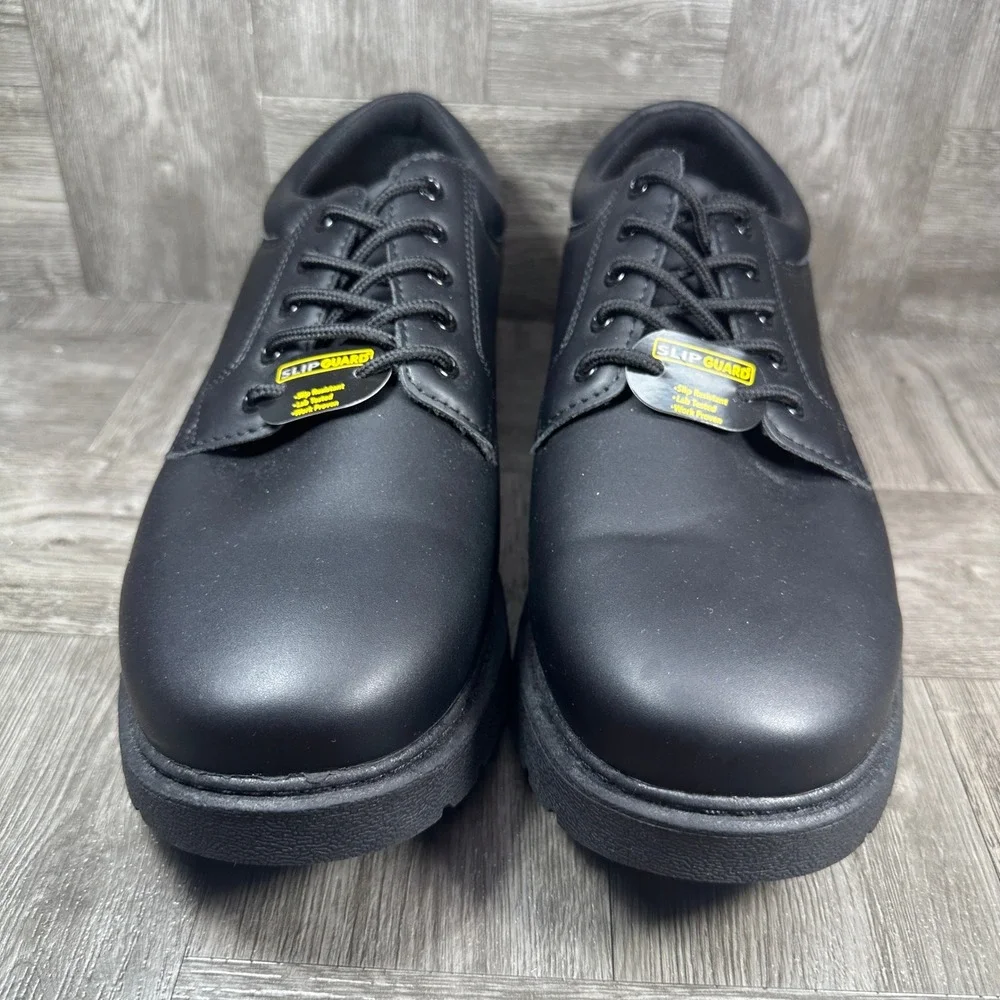 Perry Ellis Work Shoes Mens 12 Wide Black Slip Resistant Oxford Uniform NEW